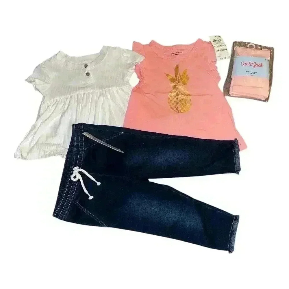 Baby Girl Tops, Pants, Legging 4 Piece Bundle, 12 Months